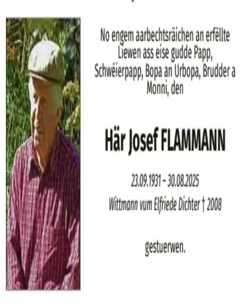 Traueranzeige für Josef Flammann