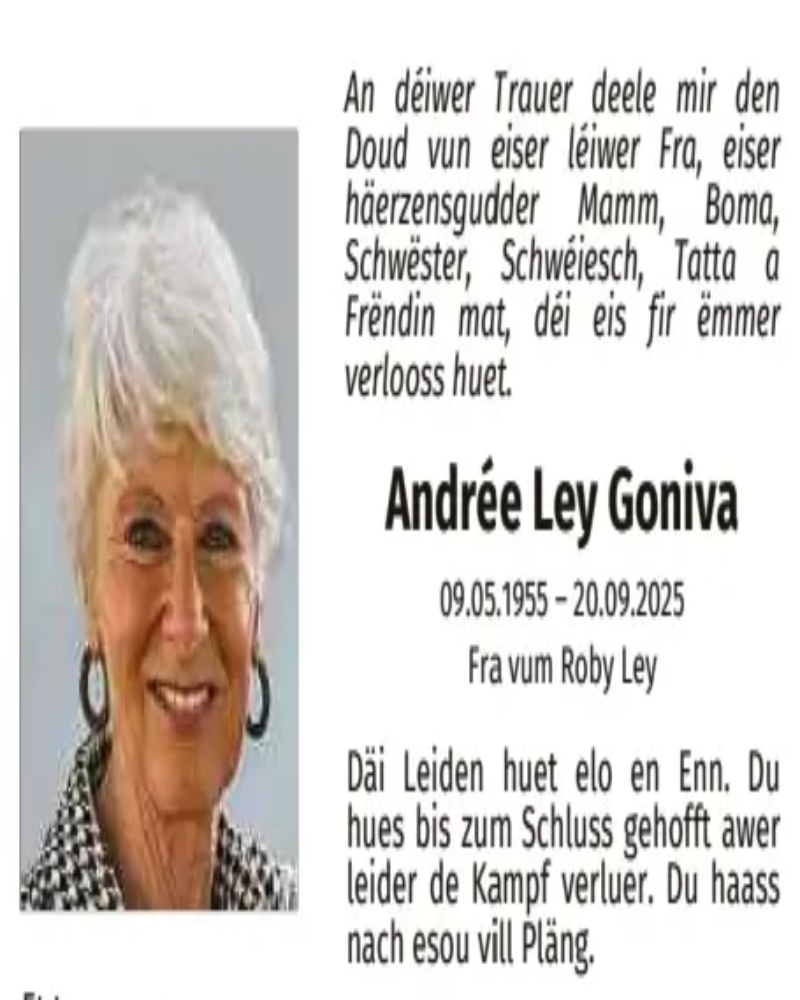 Traueranzeige für Andrée Ley Goniva