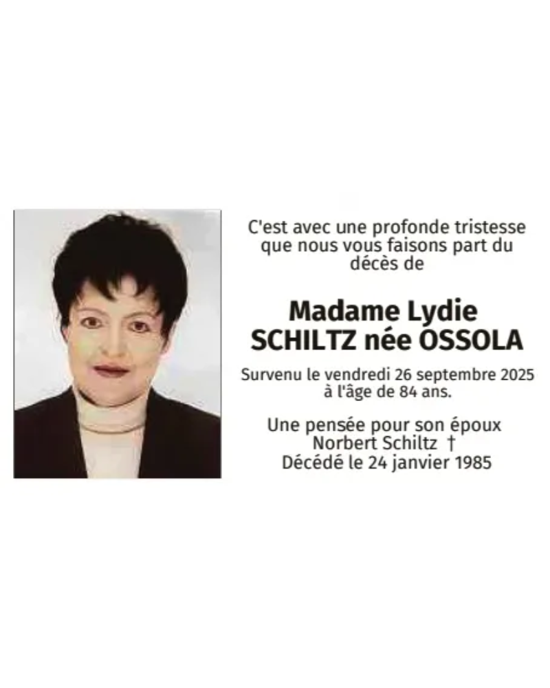 Traueranzeige für Lydie Schiltz-Ossola