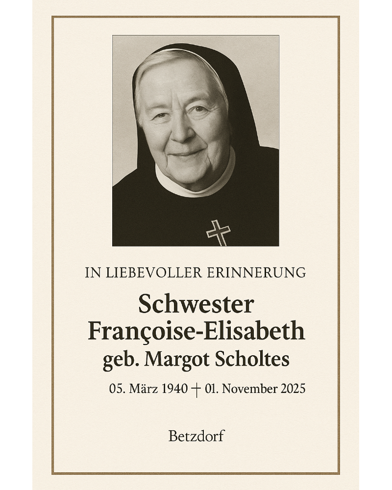 Traueranzeige für Schwëster Françoise-Elisabeth