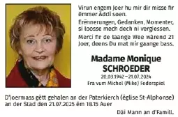 Traueranzeige für Monique Schroeder