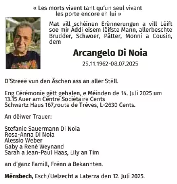 Traueranzeige für Arcangelo Di Noia