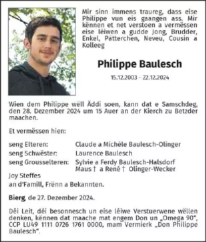 Traueranzeige für Philippe Baulesch