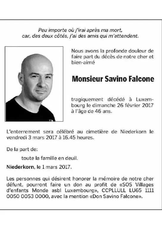 Traueranzeige für Savino Falcone