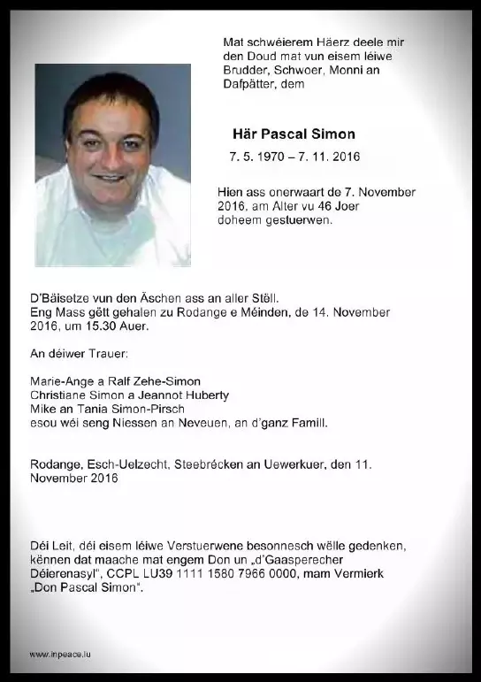 Traueranzeige für Pascal Simon