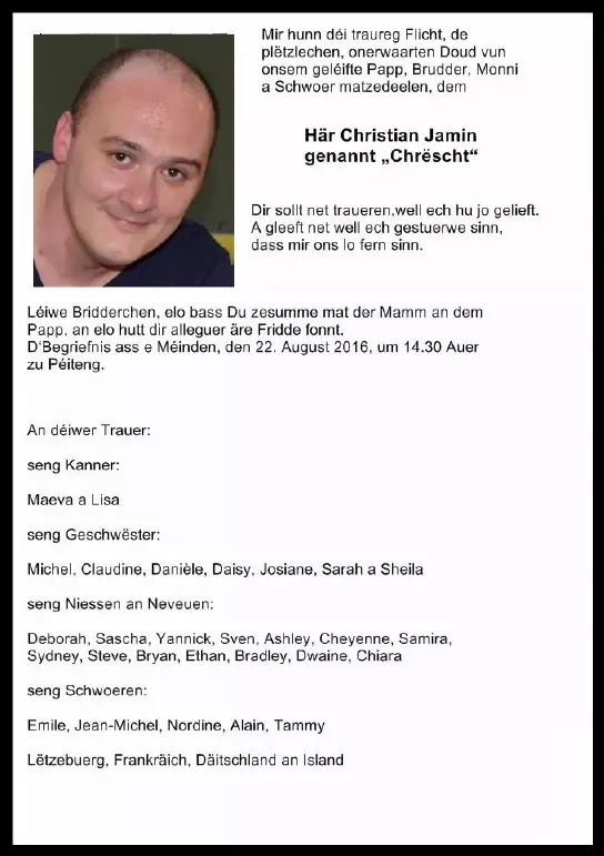 Traueranzeige für Christian Jamin