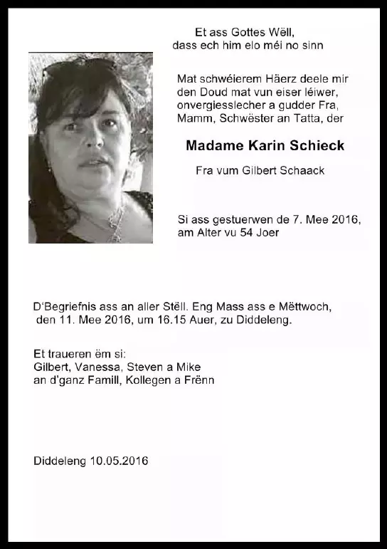 Traueranzeige für Karin Schieck
