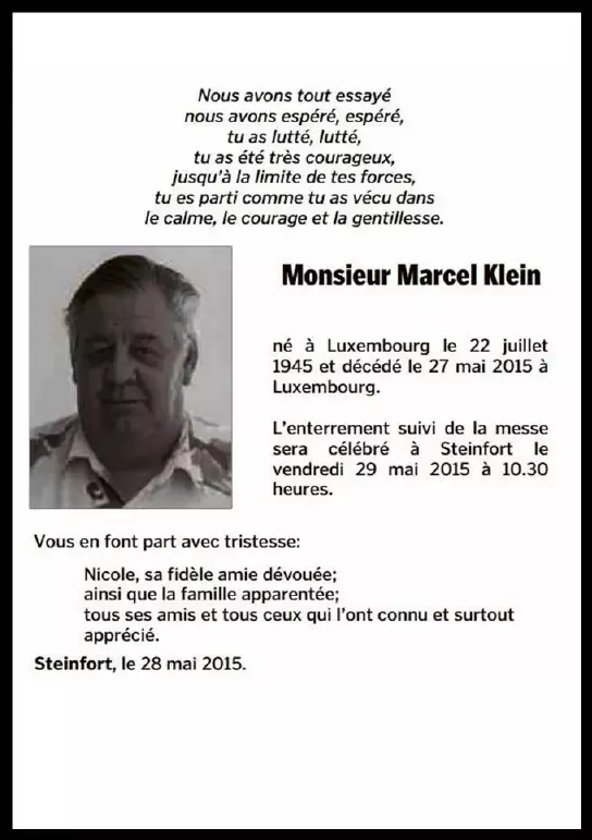 Traueranzeige für Marcel Klein