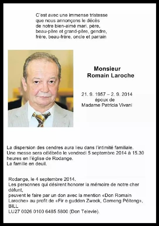 Traueranzeige für Romain Laroche