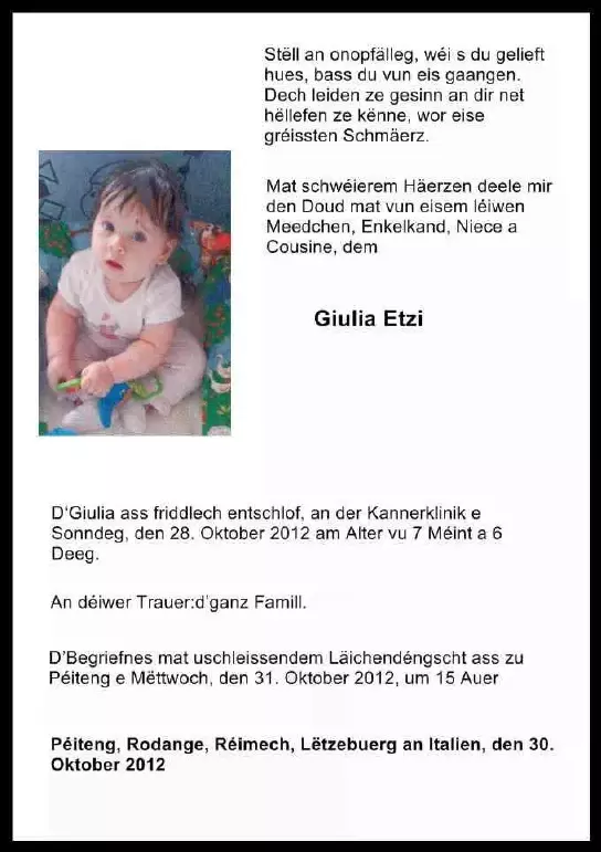 Traueranzeige für Giulia Etzi