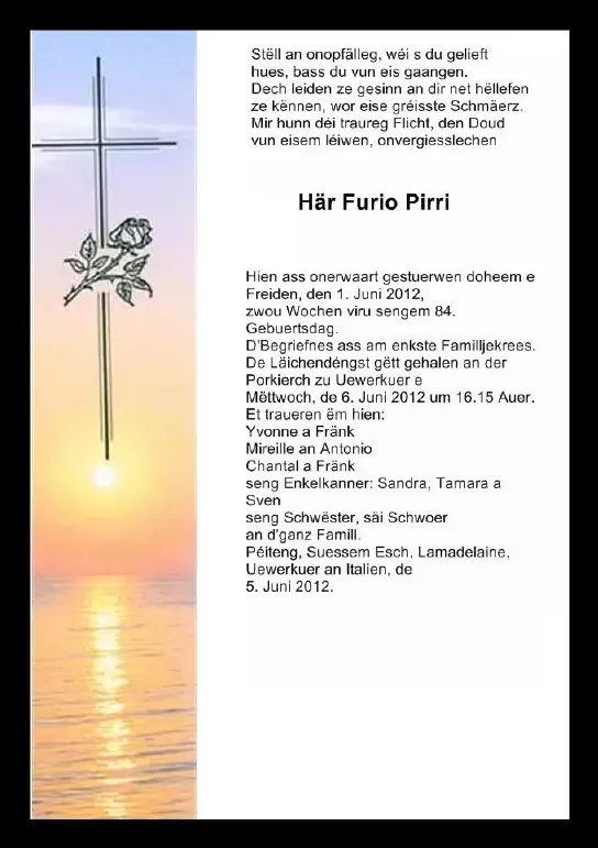 Traueranzeige für Furio Pirri