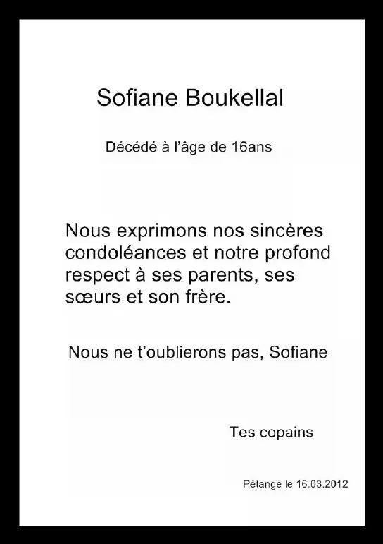 Traueranzeige für Sofiane Boukellal