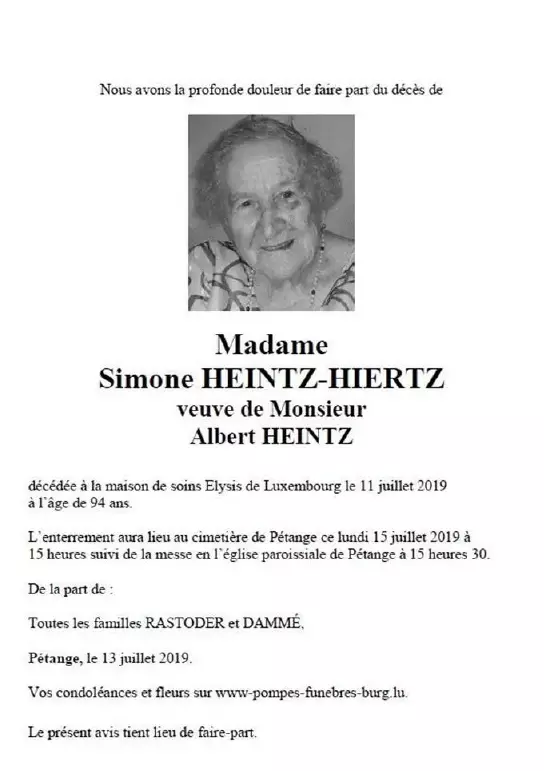 Traueranzeige für Simone HEINTZ-HIERTZ