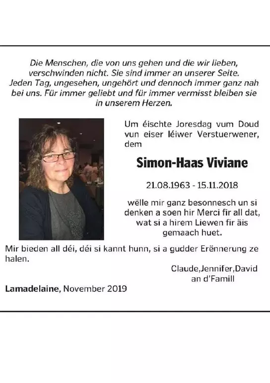Traueranzeige für Viviane Simon-Haas