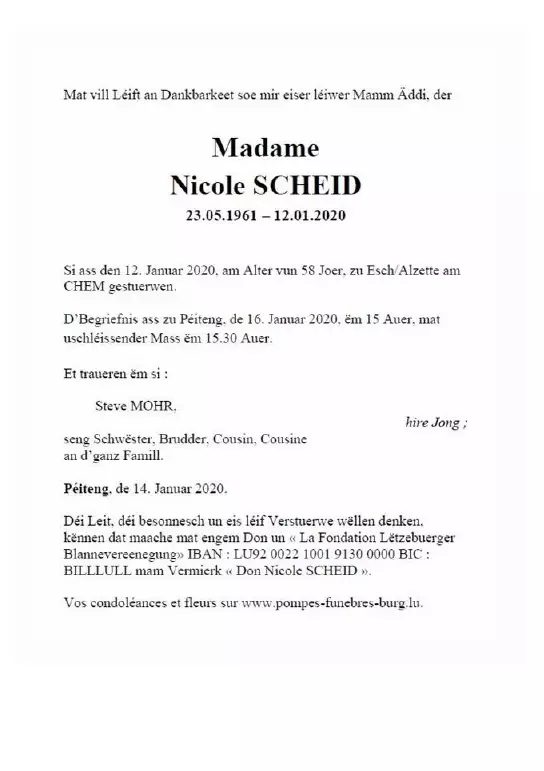 Traueranzeige für Nicole Scheid