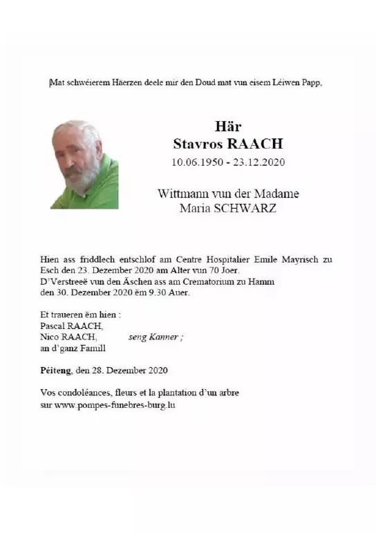 Traueranzeige für Stavros RAACH