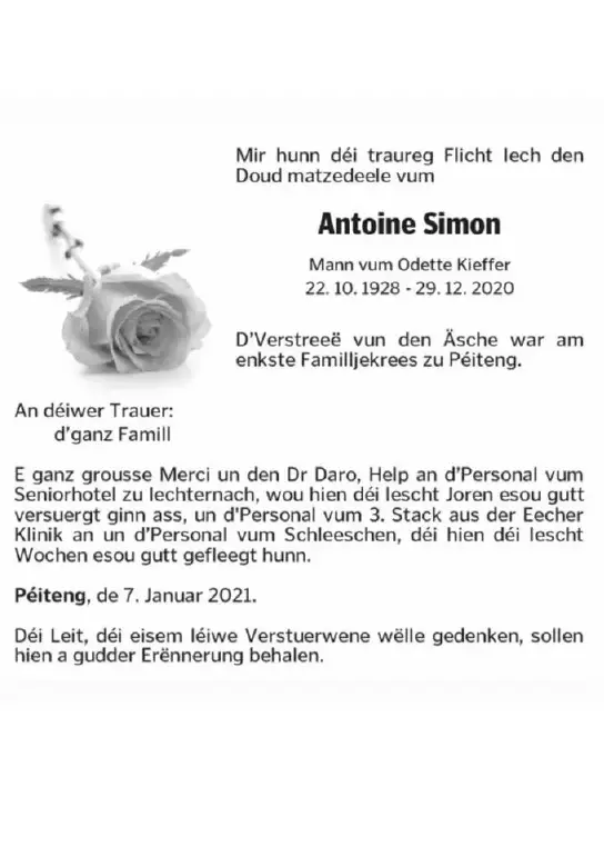 Traueranzeige für Antoine Simon