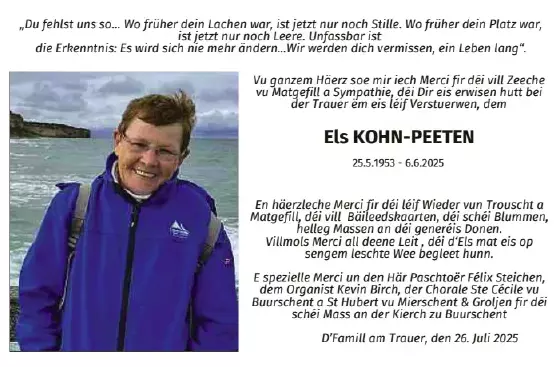 Traueranzeige für Els Kohn-Peeten