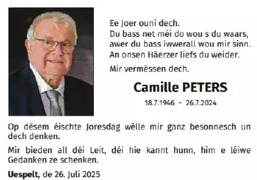 Traueranzeige für Camille Peters