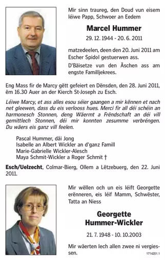 Traueranzeige für Marcel Hummer