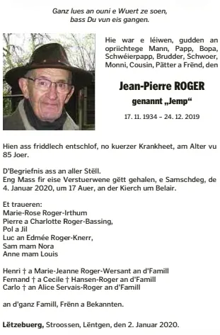 Traueranzeige für Jean-Pierre Roger