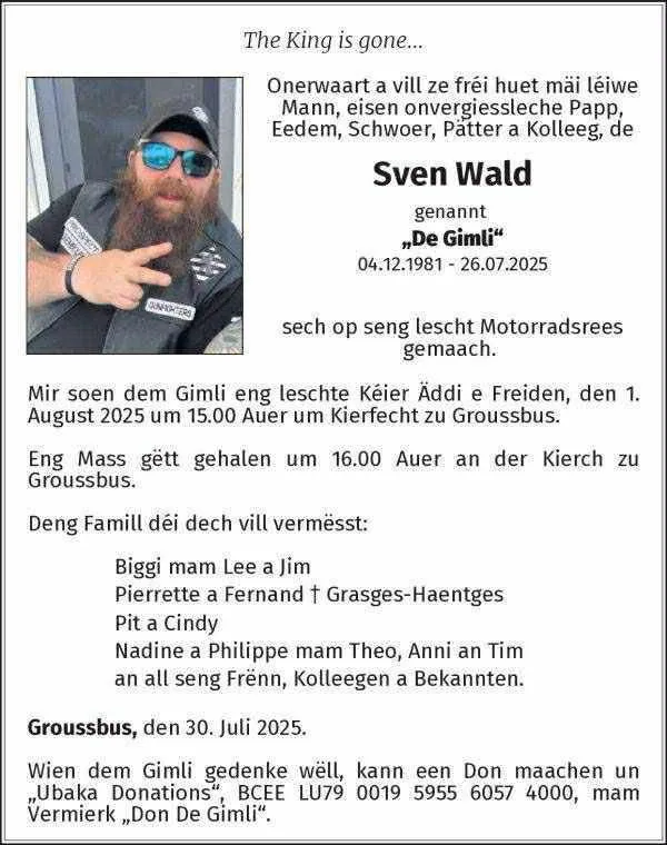 Traueranzeige für Sven Wald