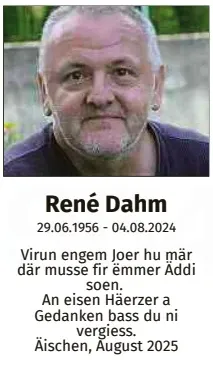 Traueranzeige für René Dahm