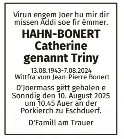 Traueranzeige für Catherine Hahn-Bonert