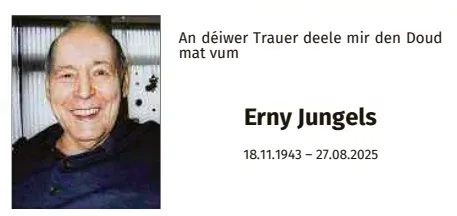 Traueranzeige für Erny Jungels