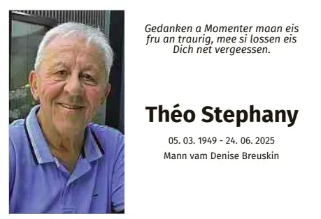 Traueranzeige für Théo Stephany