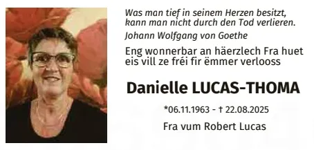 Traueranzeige für Danielle Lucas-Thoma