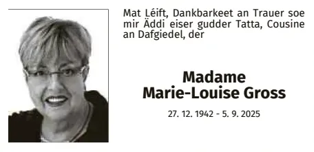 Traueranzeige für Marie-Louise Gross