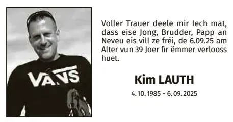 Traueranzeige für Kim Lauth