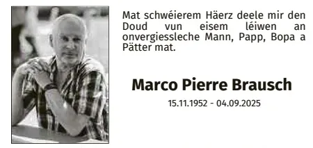 Traueranzeige für Marco Pierre Brausch