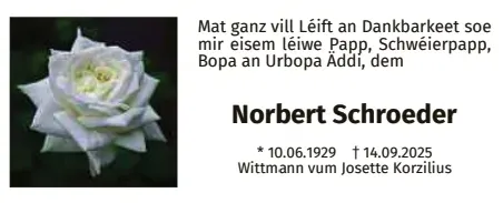 Traueranzeige für Norbert Schroeder