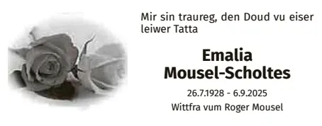 Traueranzeige für Emalia Mousel-Scholtes