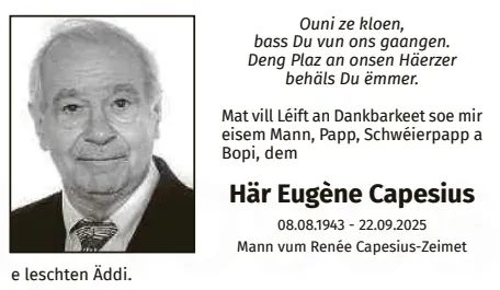 Traueranzeige für Eugène Capesius
