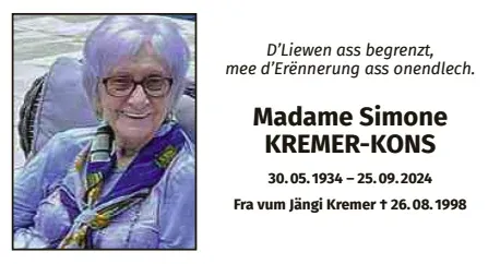 Traueranzeige für Simone Kremer-Kons