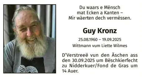 Traueranzeige für Guy Kronz