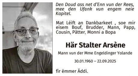 Traueranzeige für Arsène Stalter