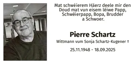 Traueranzeige für Pierre Schartz