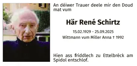 Traueranzeige für René Schirtz