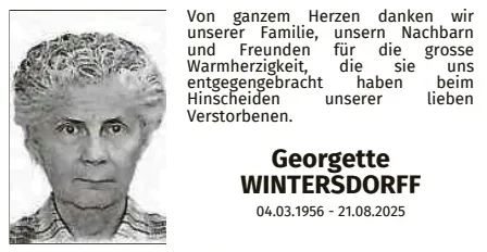 Traueranzeige für Georgette Wintersdorf