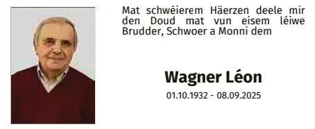 Traueranzeige für Léon Wagner