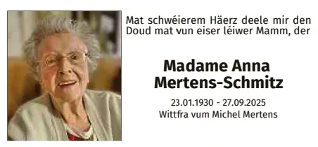 Traueranzeige für Anna Mertens-Schmitz