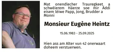 Traueranzeige für Eugène Heintz