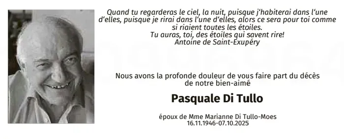 Traueranzeige für Pasquale Di Tullo