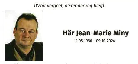 Traueranzeige für Jean-Marie Miny