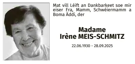 Traueranzeige für Irène Meis-Schmitz