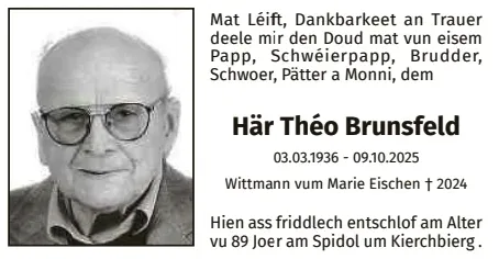 Traueranzeige für Théo Brunsfeld